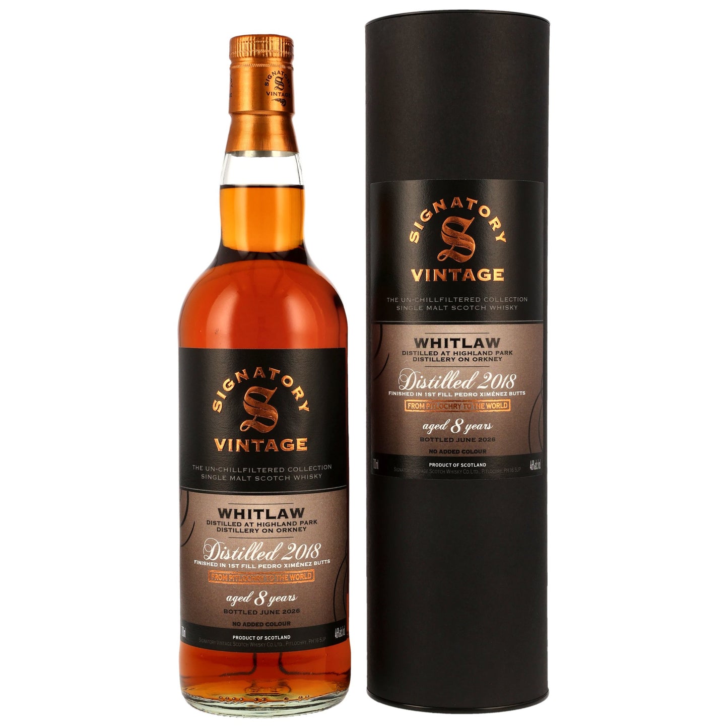 Whitlaw 2018/2026 - 8 y.o. - 1st Fill PX Sherry Butts Finish - Sig un-chill