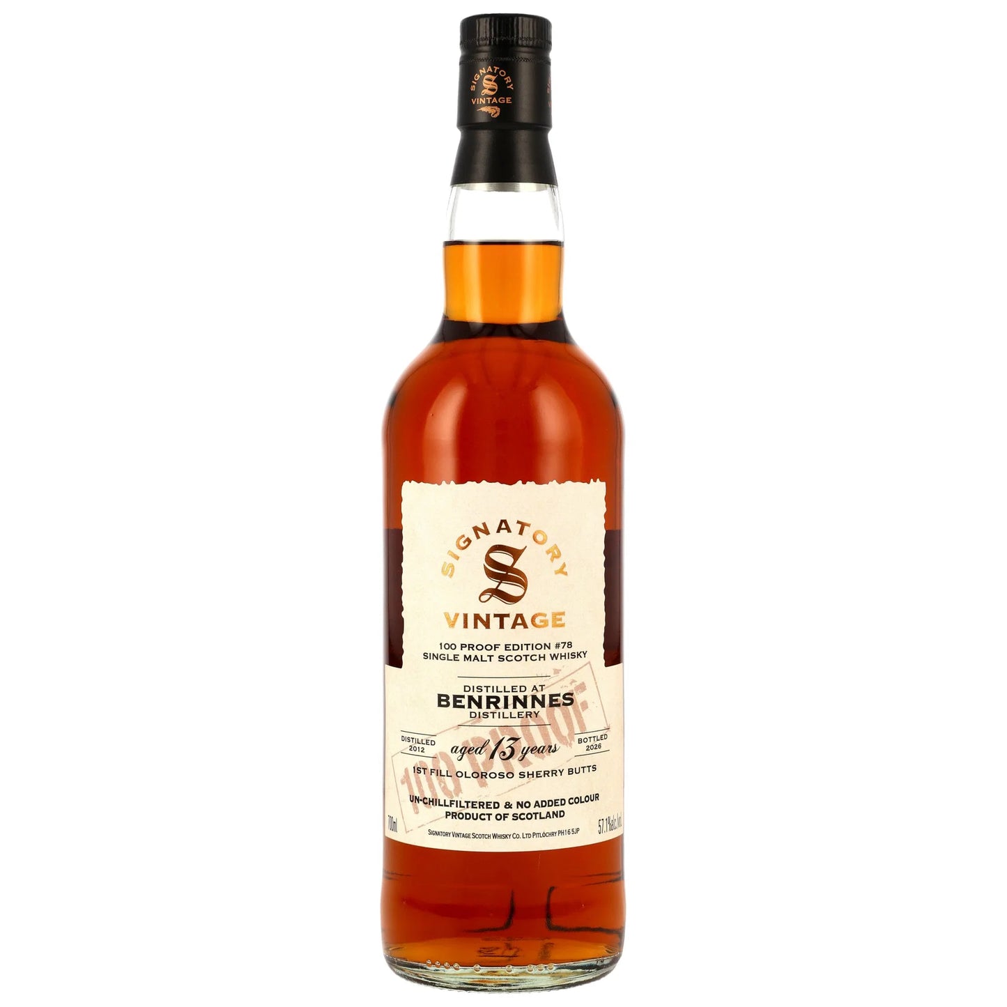 Benrinnes 2012/2026 - 13 y.o. - 1st Fill Oloroso Sherry Butts - Signatory 100 PROOF Edition #78