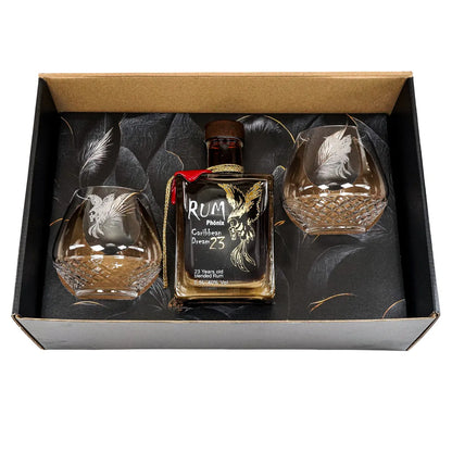 Phönix Caribbean Dream 23 – Geschenke-Box mit Rum und 2 Gläsern