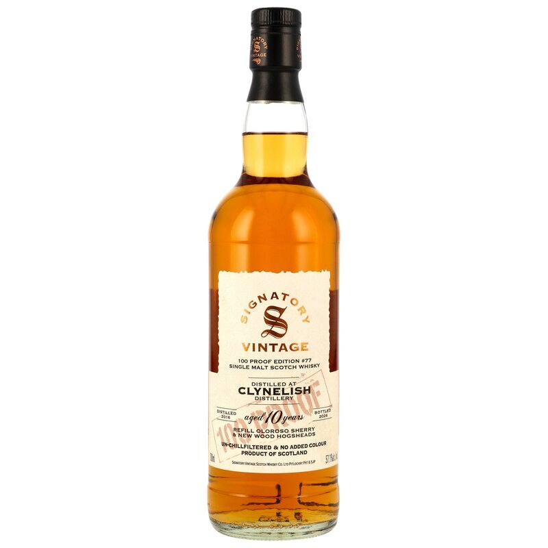 Clynelish 2016/2026 - 10 y.o. - Refill Oloroso Sherry & New Wood Casks - Signatory 100 PROOF Edition #77 0.7L