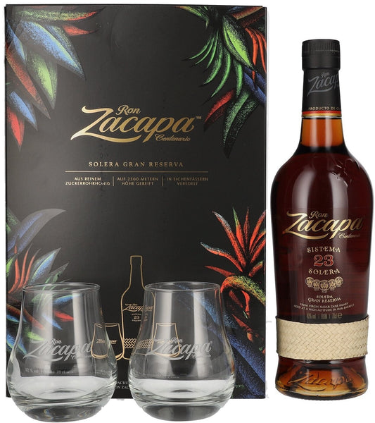 Ron Zacapa Box mit Gläsern